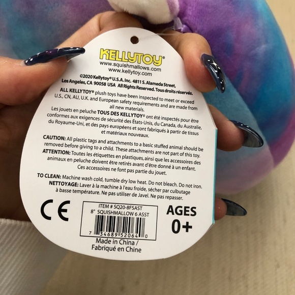 NWT Squishmallow Aurora 8" Blue + Purple Tie Dye Unicorn from 2020! - Picture 5 of 7